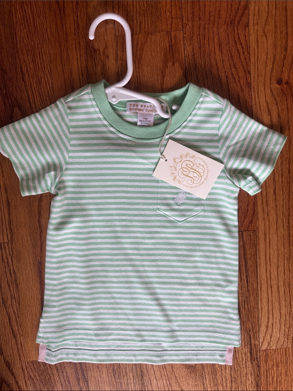 The Beaufort Bonnet Company Mint & White Striped Short Sleeve Tee